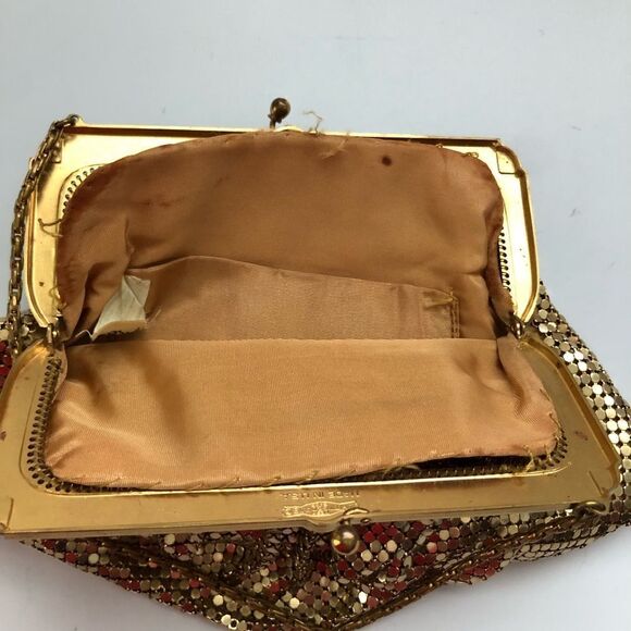 Whiting & Davis Vintage Mesh Bag Purse Gold Metal Mesh & Chain Cocktail Holiday - Picture 7 of 9